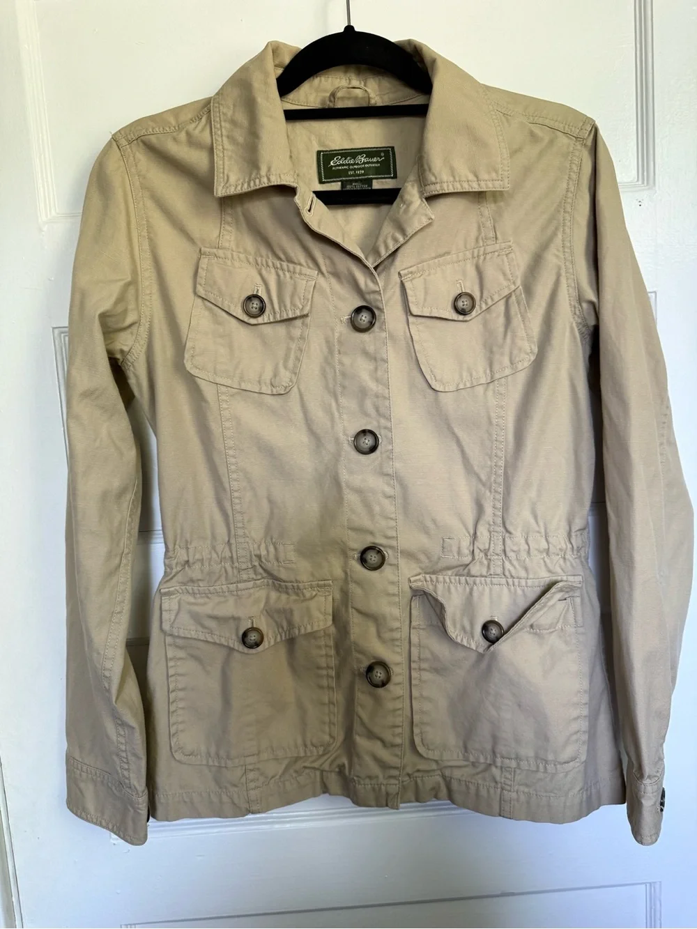 Eddie Bauer Safari Khaki Lightweight Utility Jacket Gorpcore Utility Chic Sz S